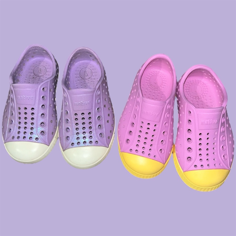 Native Kids Water Shoes - Lavender and Pink with Yellow Tips